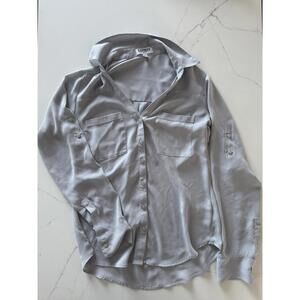 Express The Portofino Shirt Slim Fit Light Gray Button-Up Size XS